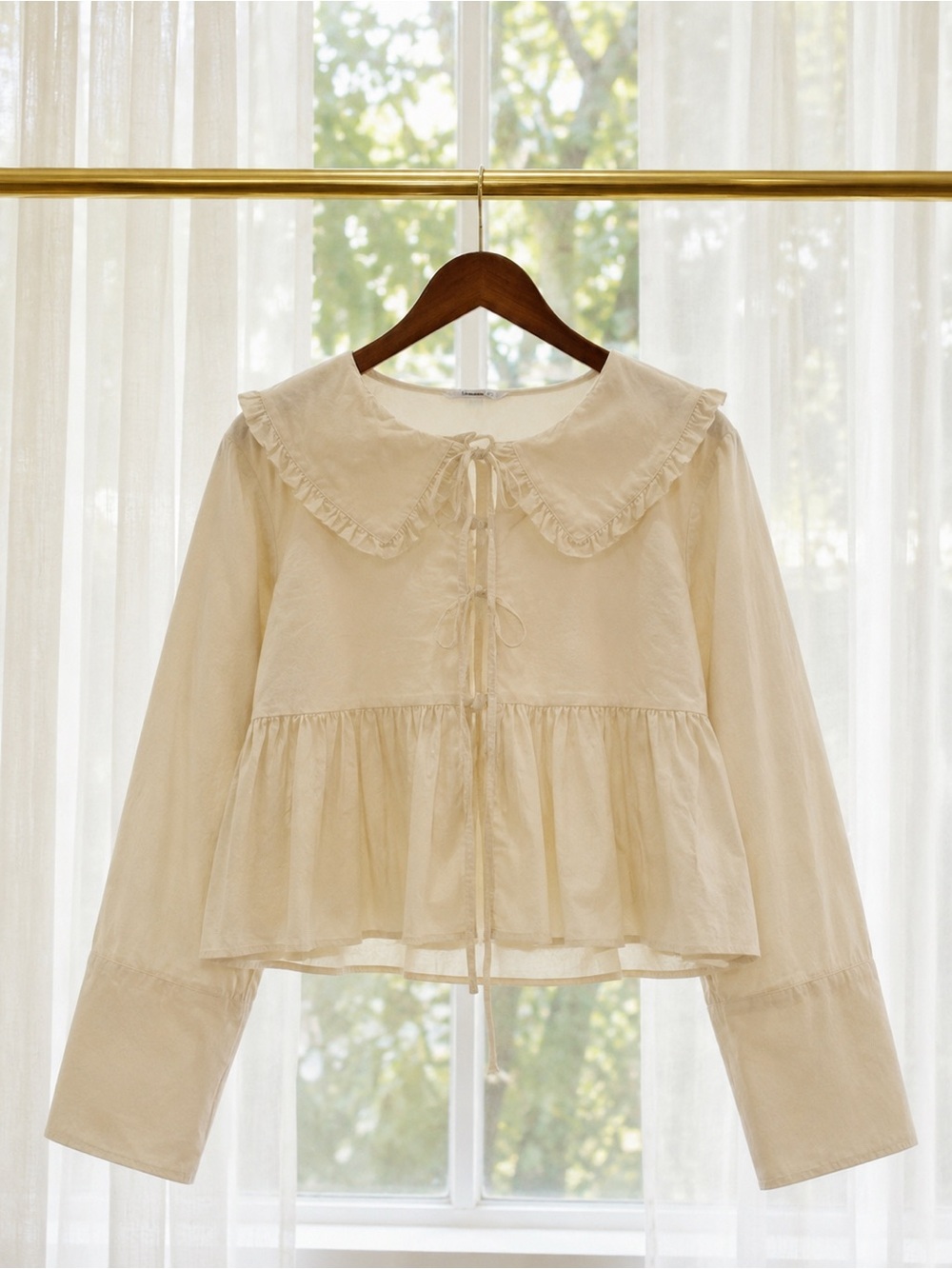 American Eagle Outfitters Cream Tie-Waist Top